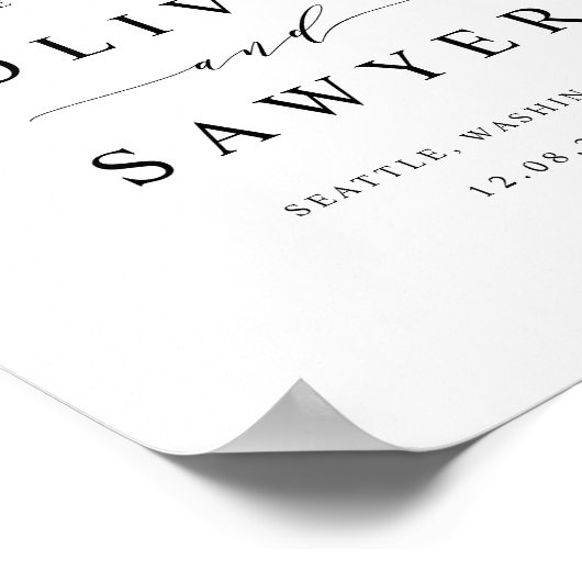 ブラックミニマル結婚リストスクリプトへようこそ ポスター (角)