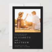 ブラックミニマル結婚リストフォト セーブザデート (正面)