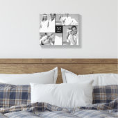 ブラックミニマル結婚リストモノグラムの4フォトコラージュ キャンバスプリント (インサイチュ (寝室))