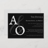 ブラックミニマル結婚リストモノグラム エンクロージャーカード (正面/裏面)