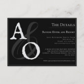 ブラックミニマル結婚リストモノグラム エンクロージャーカード (正面)
