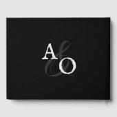 ブラックミニマル結婚リストモノグラム ゲストブック (裏面)