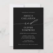 ブラックミニマル結婚リスト 招待状 (正面)