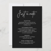 ブラックミニマル結婚式同封カード Just a Note 招待状 (正面)