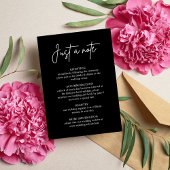 ブラックミニマル結婚式同封カード Just a Note 招待状