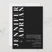 ブラックミニマル結婚式招待状カード 招待状 (裏面)