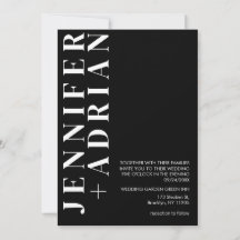 ブラックミニマル結婚式招待状カード