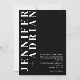 ブラックミニマル結婚式招待状カード 招待状