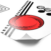 ブラックミニマル赤と白リストジオメトリック抽象芸術 フォトプリント (角)