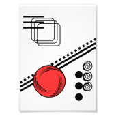 ブラックミニマル赤と白リストジオメトリック抽象芸術 フォトプリント (正面)