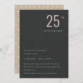 ブラックミニマル赤面Any Year Anniversary招待状 サンキューカード (正面/裏面)