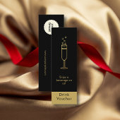 ブラックミニマル金ゴールドイベントロゴフリー飲料券 スキニー名刺