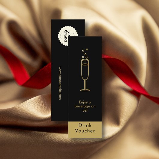 ブラックミニマル金ゴールドイベントロゴフリー飲料券 スキニー名刺