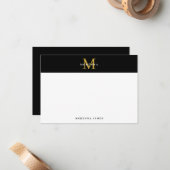 ブラックミニマル金ゴールドエレガントシンプルクラッシーモダン ノートカード (正面/裏面インサイチュ)