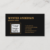 ブラックミニマル金ゴールドシックラグジュアリーカスタムロゴ 名刺 (裏面)