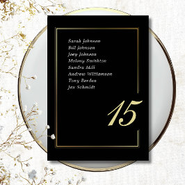 ブラックミニマル金ゴールドスはっきりしたクリプトタイポグラフィ結婚の テーブルナンバー