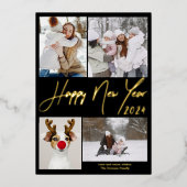 ブラックミニマル5枚2024年新年おめでとう 箔シーズンカード (正面)