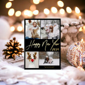 ブラックミニマル5枚2024年新年おめでとう 箔シーズンカード