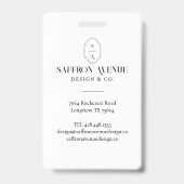 ブラックミニマルIDカスタムモノグラムのロゴ&写真 バッジ (裏面)