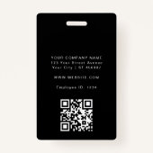 ブラックミニマルIDカードフォト名ロゴバッジ バッジ (裏面)