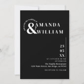 ブラックミニマルQRコーシンプルドモダン結婚の 招待状 (正面)