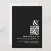 ブラックミニマルQRコーシンプルドモダン結婚の 招待状 (裏面)