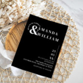 ブラックミニマルQRコーシンプルドモダン結婚の 招待状