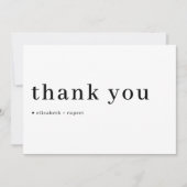 ブラックミニマルSerifスクリプトタイポグラフィ結婚の サンキューカード (正面)