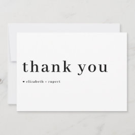 ブラックミニマルSerifスクリプトタイポグラフィ結婚の サンキューカード