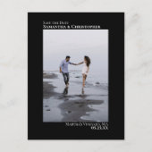 ブラックミニマ結婚リストの写真の日付を保存 案内ポストカード (正面)