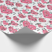 ブラックミュージカルと赤いハートラッピング紙 ラッピングペーパー (角)