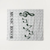 ブラックミュージカルノートデザインウォールタペストリー タペストリー (正面(横))