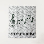 ブラックミュージカルノートデザインウォールタペストリー タペストリー (正面)