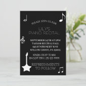 ブラックミュージカルノートピアノリサイタル招待状 招待状 (スタンド正面)