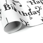 ブラックミュージカルハッピーバースデー ラッピングペーパー (ロールコーナー)