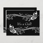 ブラックミュージカル蝶ベビーシャワー招待状 インビテーションポストカード (正面/裏面)