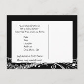 ブラックミュージカル蝶ベビーシャワー招待状 インビテーションポストカード (裏面)