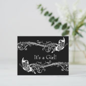 ブラックミュージカル蝶ベビーシャワー招待状 インビテーションポストカード (スタンド正面)