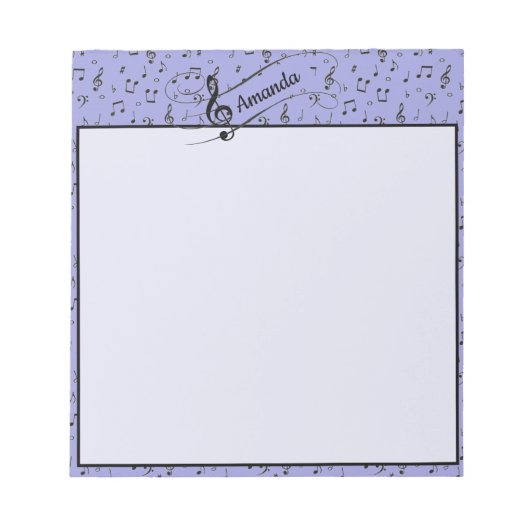 ブラックミュージカル パーソナライズされた ノートパッド (正面)