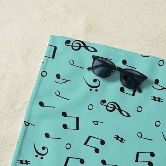 ブラックミュージカル ビーチタオル (インサイチュ)