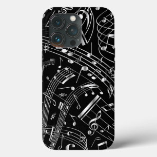 ブラックミュージックとシルバーミュージックノート iPhone 13 PROケース