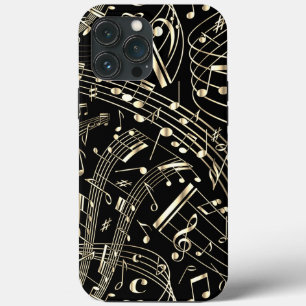 ブラックミュージックと金ゴールドミュージックノート iPhone 13 PRO MAXケース