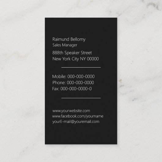 ブラックミュージックスピーカー名刺 名刺 (裏面)