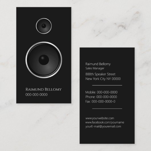 ブラックミュージックスピーカー名刺 名刺 (正面/裏面)