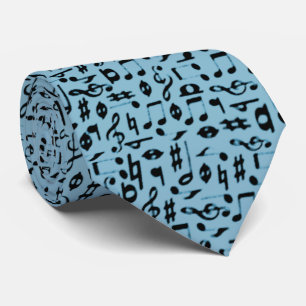 ブラックミュージックノートオンティール(緑がかった色) ネクタイ