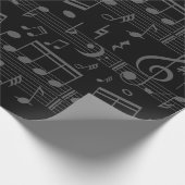 ブラックミュージックノートミュージシャンミュージカルスコア ラッピングペーパー (角)