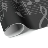 ブラックミュージックノートミュージシャンミュージカルスコア ラッピングペーパー (ロールコーナー)