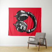 ブラックミュージックヘッドフォンダンスDJパーティーサインアート タペストリー (インサイチュ(横))