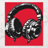 ブラックミュージックヘッドフォンダンスDJ誕生日パーティー ワインラベル (シングルラベル)