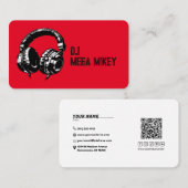 ブラックミュージックヘッドフォンダンスDJ誕生日パーティー 名刺 (正面/裏面)